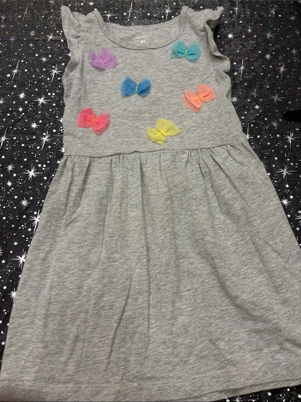 Carter's Gray Knit Dress with Colorful Bow Appliqués
